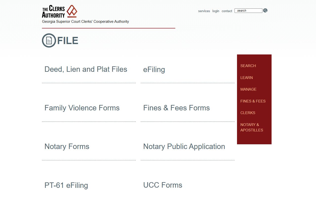 Wilcox County Clerk of Superior Court records GSCCCA filing landing