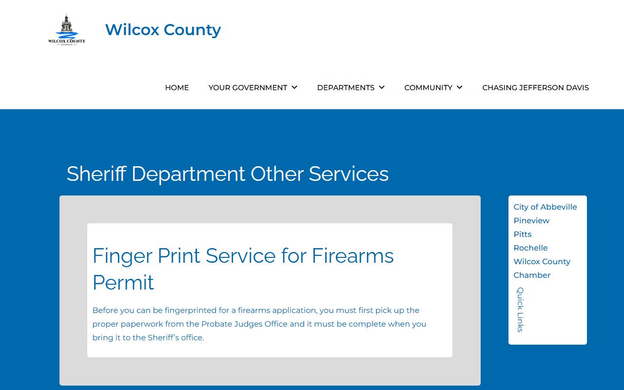 Wilcox County Sheriff other services page