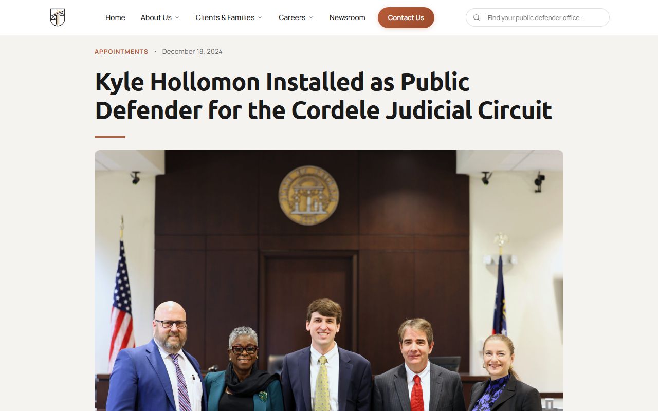 Georgia Public Defender Council notice for Cordele Circuit public defender appointment