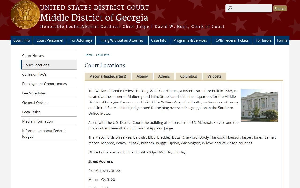 Wilcox County Superior Court records Middle District of Georgia court locations