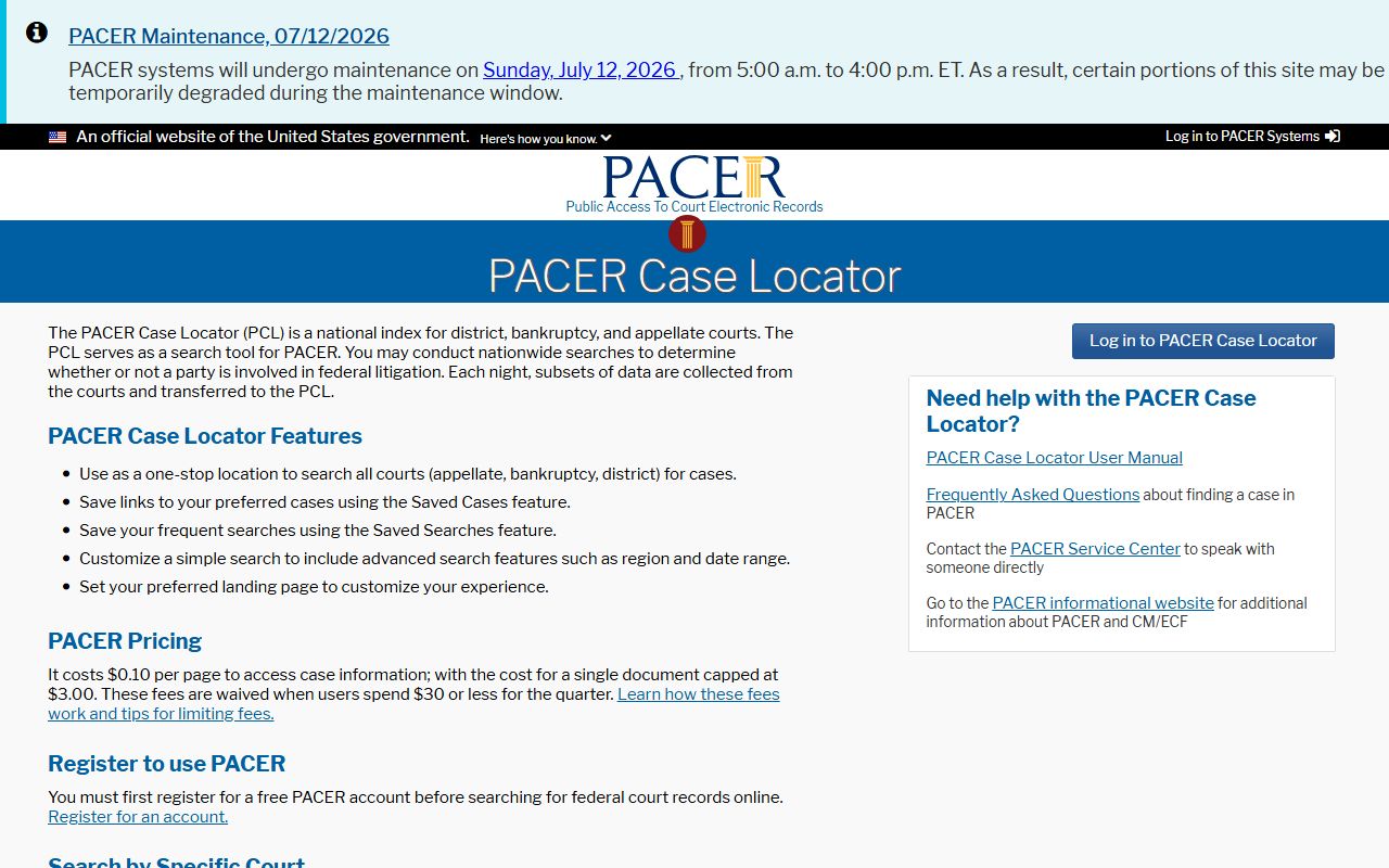 Wilcox County Superior Court records PACER Case Locator