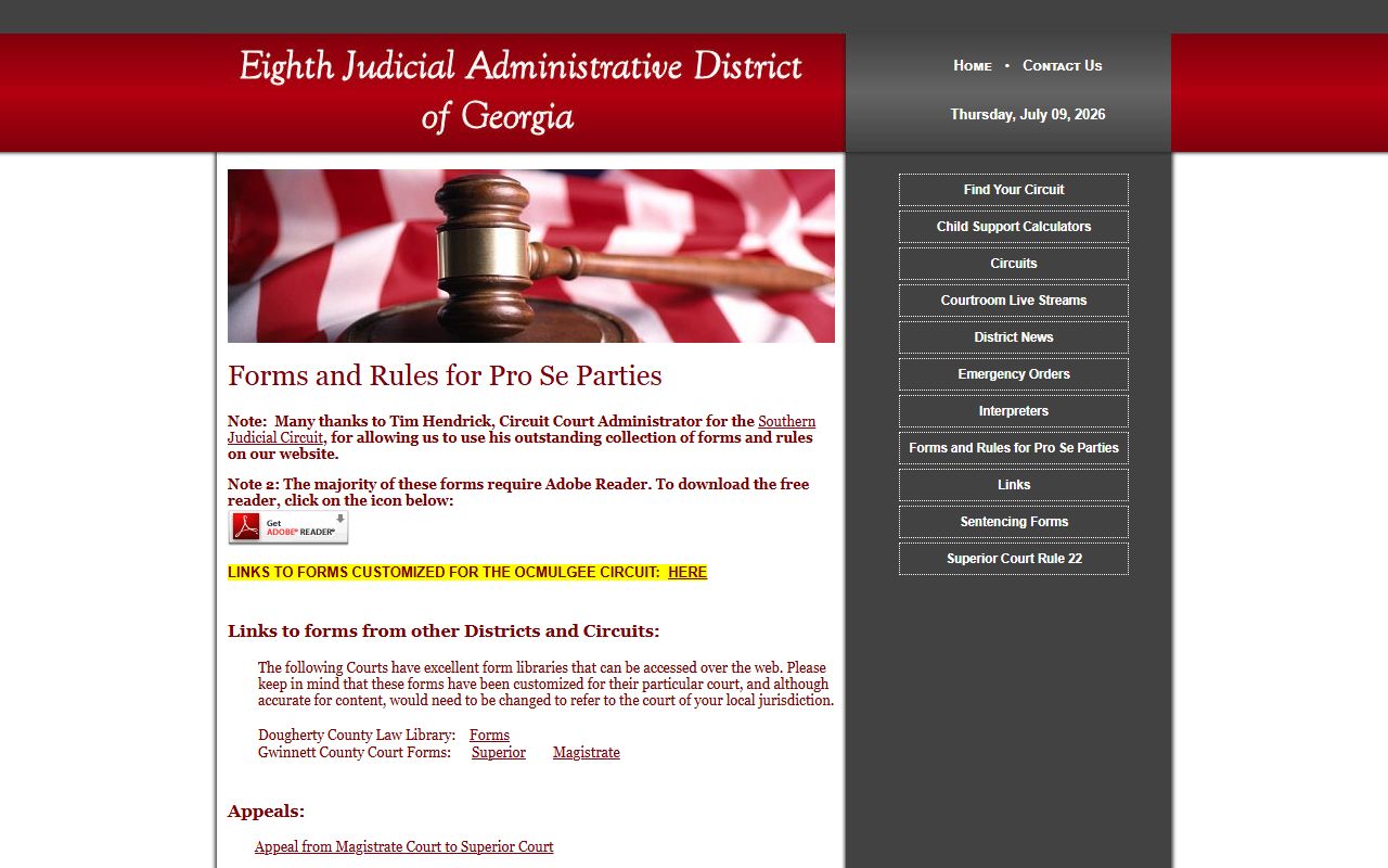 Wilcox County court records Eighth District forms