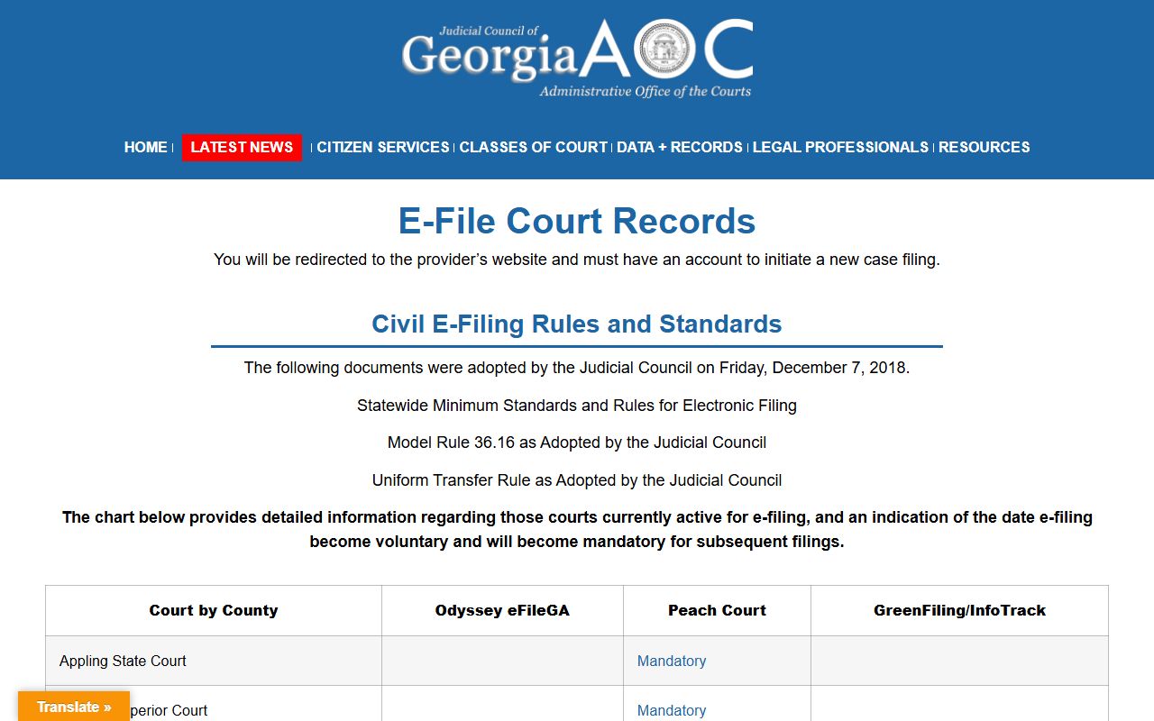 Wilcox County court records Georgia e-filing