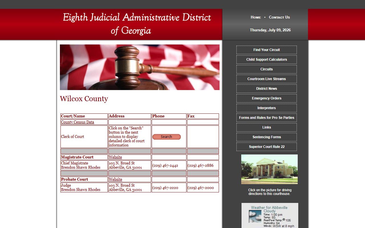 Wilcox County court records official court listing