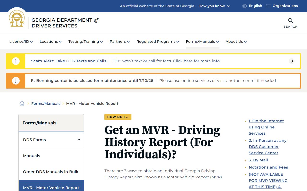 Wilcox County traffic court records Georgia DDS MVR guidance